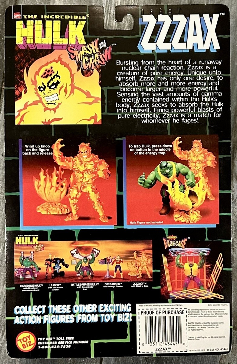 ToyBiz Marvel The Incredible Hulk Smash Crash Zzzax W/ Energy Trap