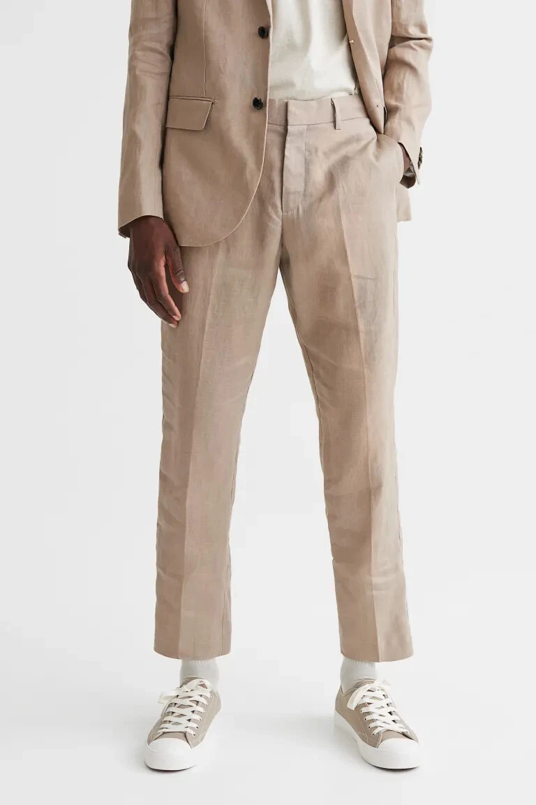 Slim Fit Linen Suit Pants