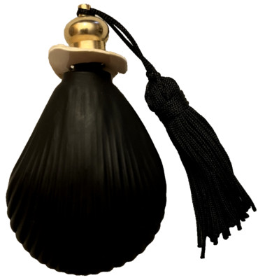 FERRE BLACK GLASS SHELL MINI PERFUME BOTTLE with TASSEL - 10 ml, .33 oz. FULL #1