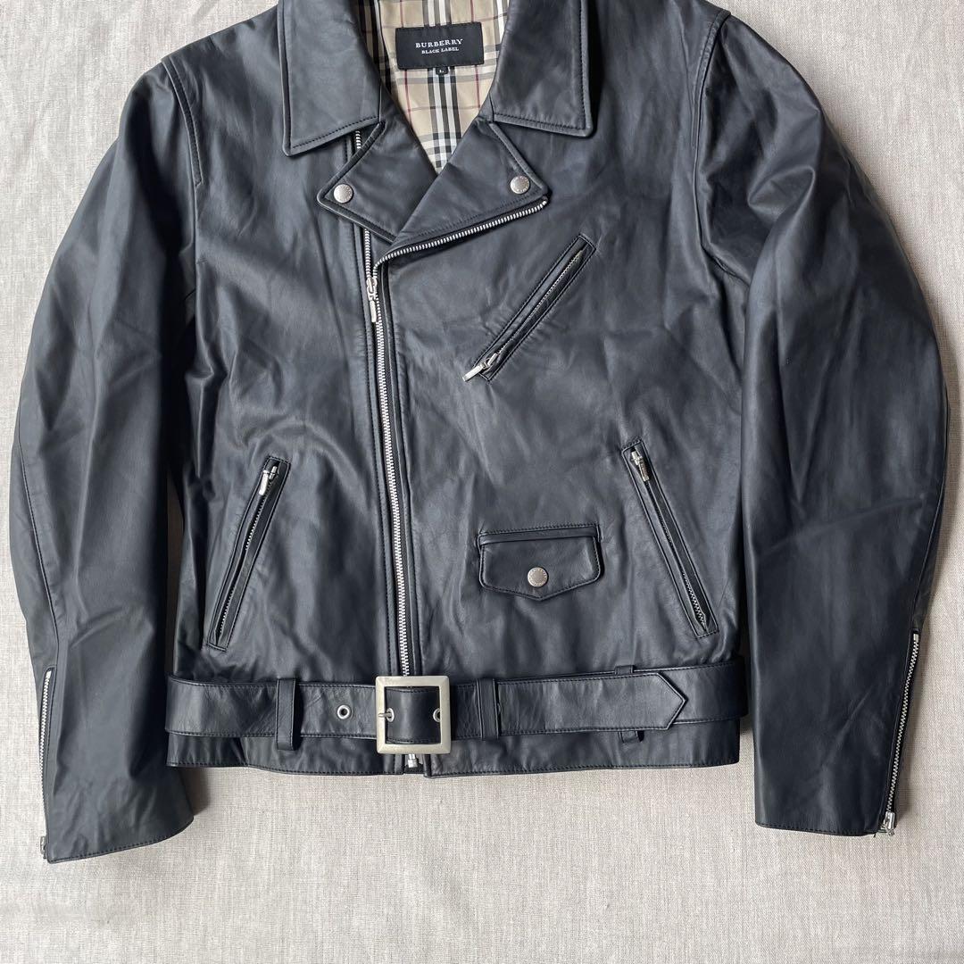 BURBERRY BLACK LABEL double rider jacket leather size L black from Japan