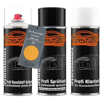 Lack Spraydosen Set Kunststoff für Ford USA Lincoln 6C Medium Yellow Gold