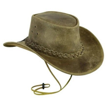 Aussie Cowboy Western Leather Hat Crazy Horse Suede Hat Unisex Adult