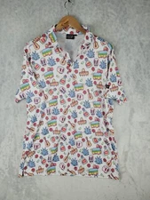 Sunday Swagger Shirt Men Size L Short Sleeve Polo Graphic Candy Skull Print