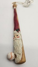 Kurt Adler Santa Tall Thin Ornament Baseball and Bat Christmas Tree Ornament