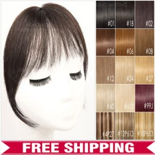 Natural Bangs Clip In Real Remy Human Hair Extensions Thick Air Fringe Hairpiece