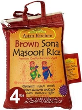 Asian Kitchen Brown Sona Masoori Aged Rice 4-Pound Bag, 4lbs (1.81kg)