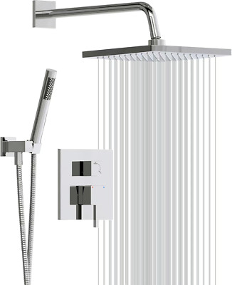 Rain Shower Faucet Set with Handheld Spray, 10'' Chrome High Pressure System