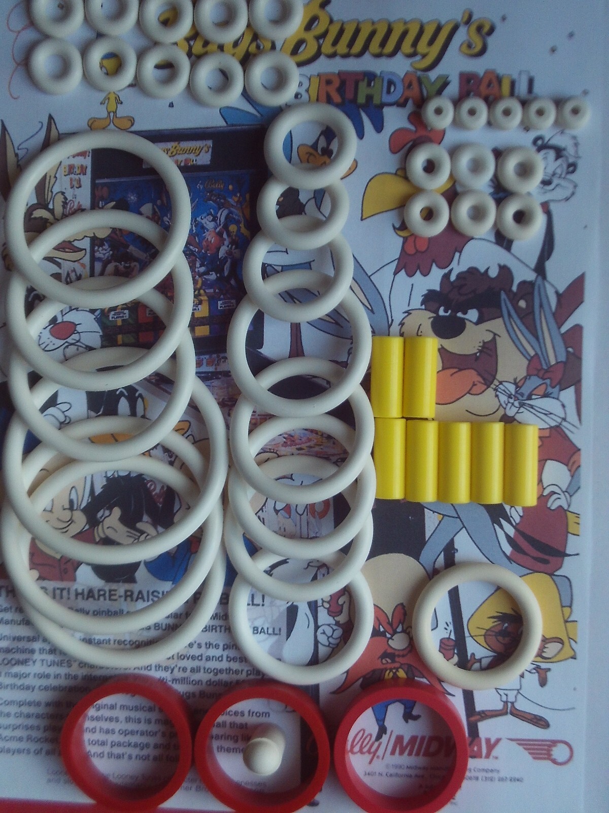 Kit élastiques de rechange pour flipper Bally Bugs Bunny en caoutchouc premium