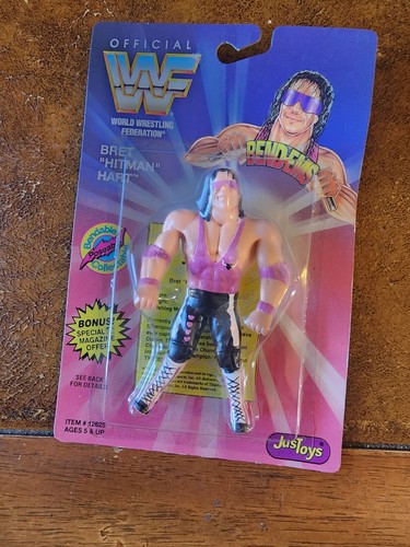 WWF WWE Bret Hitman Hart BEND EMS JusToys 1994 New...