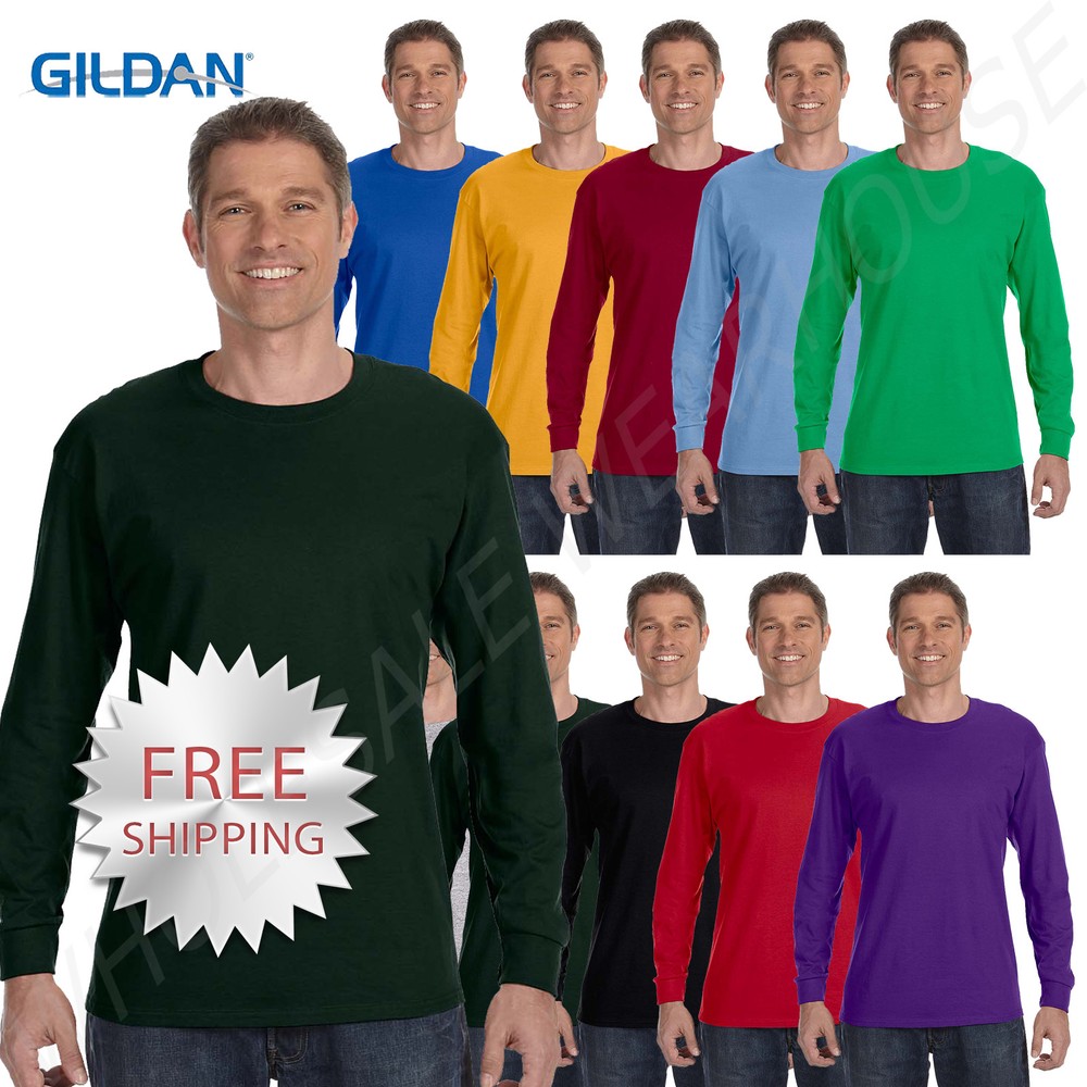 Gildan Mens T-Shirt Long Sleeve Heavy Cotton 5.3 oz  S-XL R-G540 5400