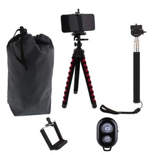 Travel Flexible Tripod Bluetooth Selfie Stick Phone Holder Kit Pouch,US seller