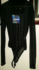 Image of Misguided Mesh Ladies Black Bodysuit Size UK 8