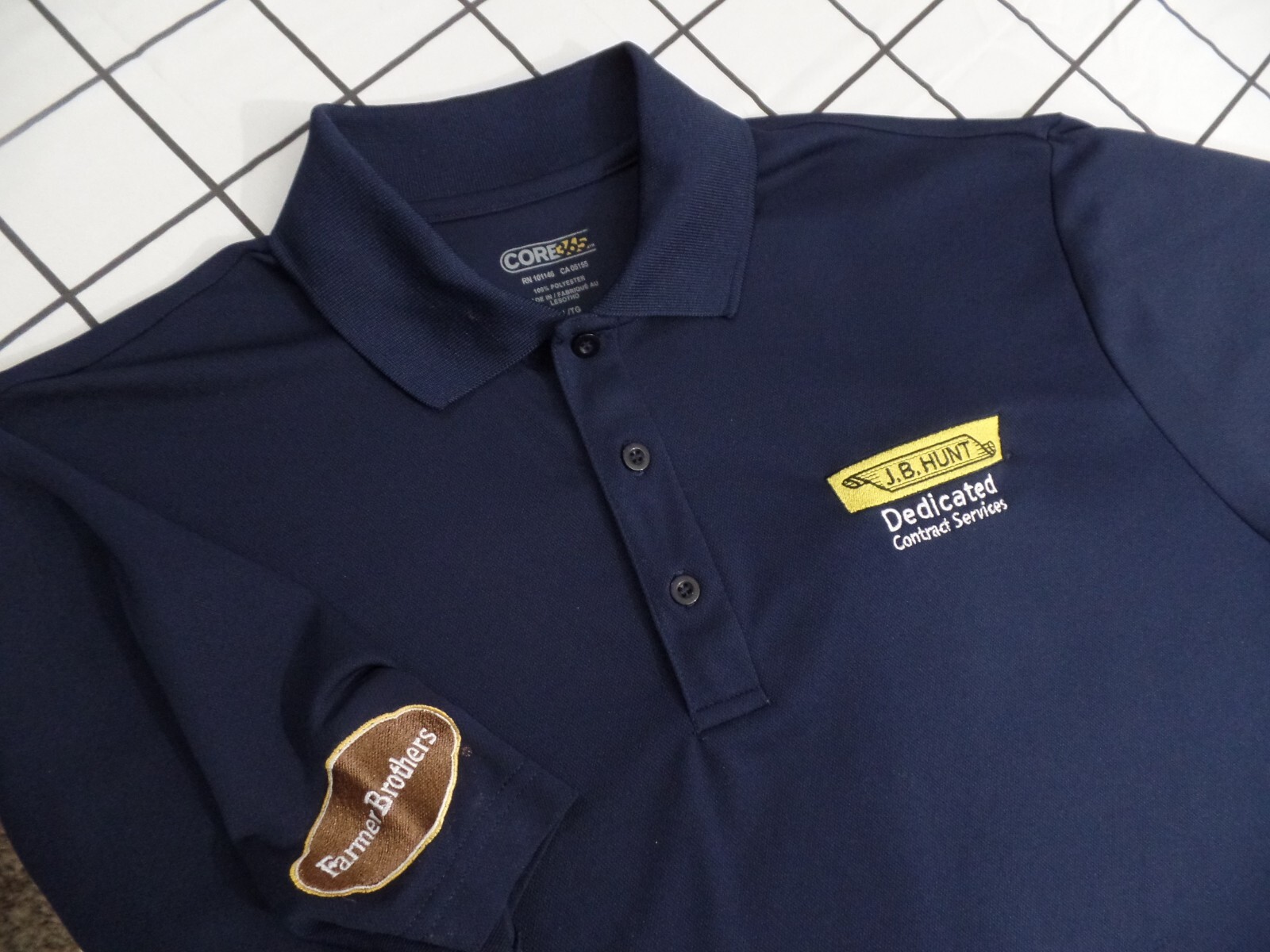 Polo Shirt Mens XL BLUE J.B. Hunt  Freight FARMER BROTHERS-image