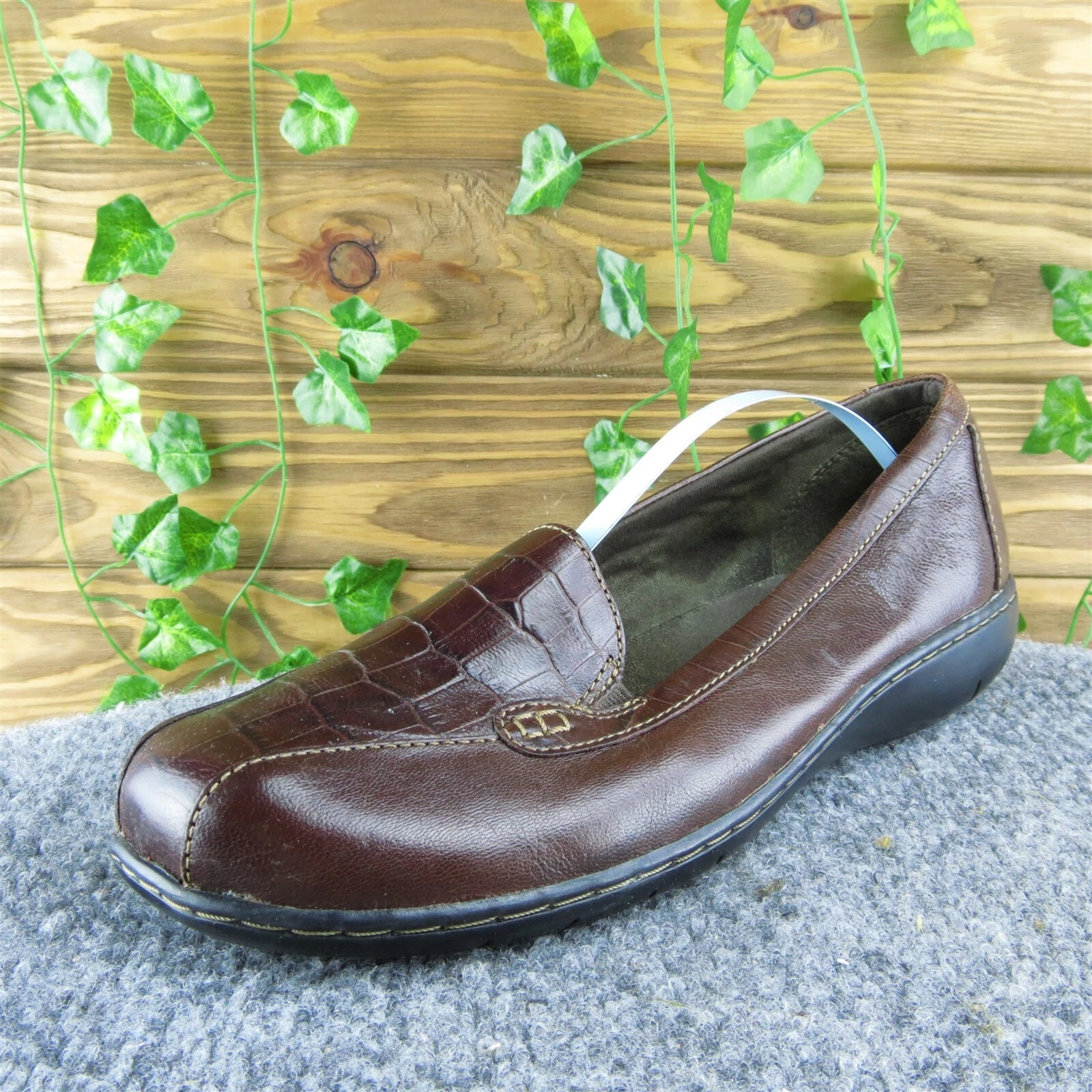 Scarpe da ballo donna Clarks taglia 8 5 medie in pelle marrone slip on