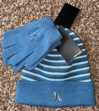 NWT HURLEY Riftblue Youth Boys skiing / snowboarding Beanie Gloves, 30