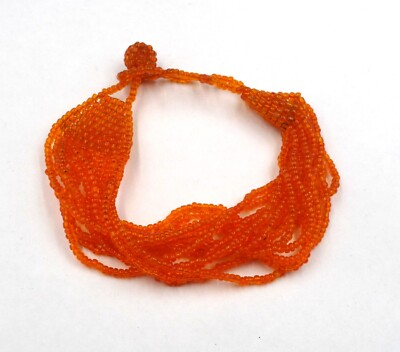Bracelet Vintage Argenté Avec Perles Oranges - Année 1941 - État Parfait - Bijou Fantaisie