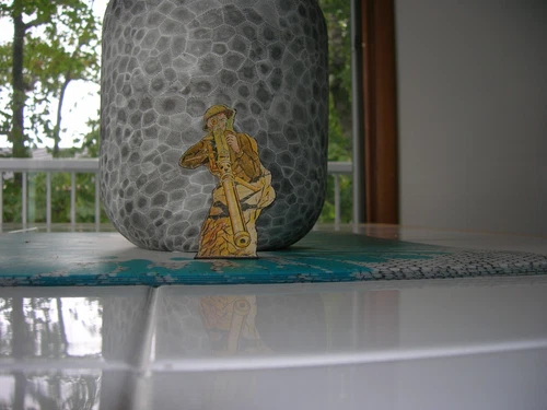 Vintage Marx Tin Litho Target Soldiers 50 cal Machine Gun 1930's Doughboy