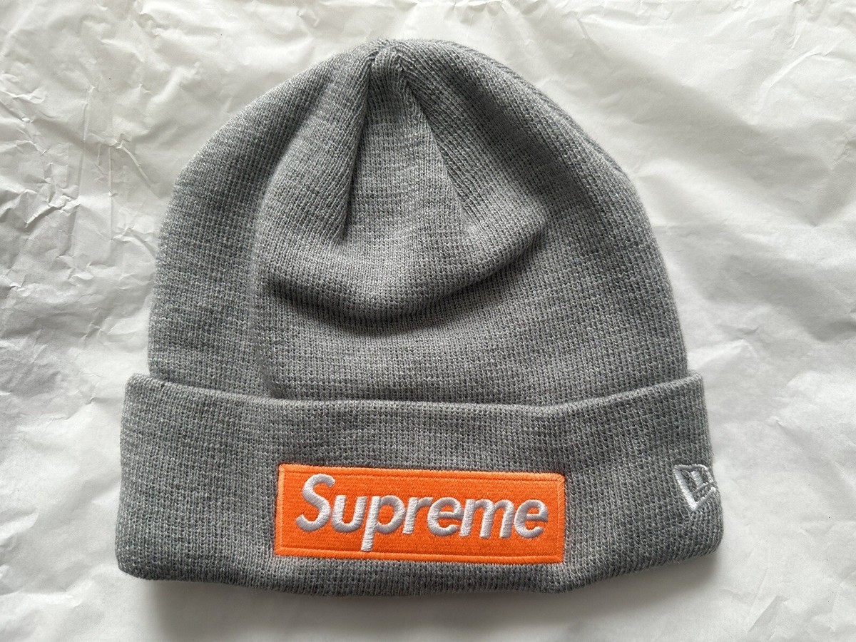 Authentic 2017 FW17 New Era Supreme Heather Grey And Orange Box