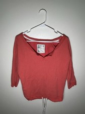 American Eagle Cropped Sweatshirt Small Red Drawstring Hem Casual Top