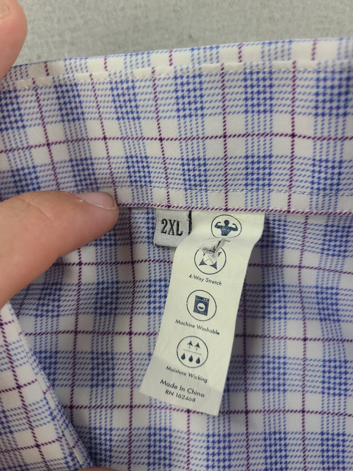Camisa State & Liberty Para Hombre 2XL Púrpura A Cuadros Rendimiento Ligera Elastizada Foto 3 de 4