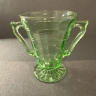 Estate Find Anchor Hocking Depression Glass Green Block Optic Sugar Bowl