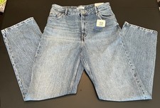 BERSHKA High Waist Straight DENIM BLUE  JEANS...