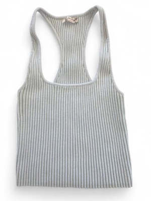 #ad Intimately Free People Women Size S Seafoam Aqua Blue Ribbed Knit Racerback Tank $15.00