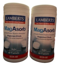 Lamberts MagAsorb Magnesium 150mg 60 x 2 = 120 Tablets BB:09/27 1.78 per thousand milligrams