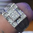 925 Sterling Silver Men's Square Pavé Cluster Band Ring Size 7 Signed Silver — photo 5