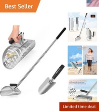 Long Handle Sand Scoop, Stainless Steel Shovel Scoop for Metal Detecting for Adu
