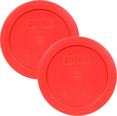 Pyrex 7200-PC 2-Cup Red Food Storage Replacement Lid (2-Pack) - Made in USA