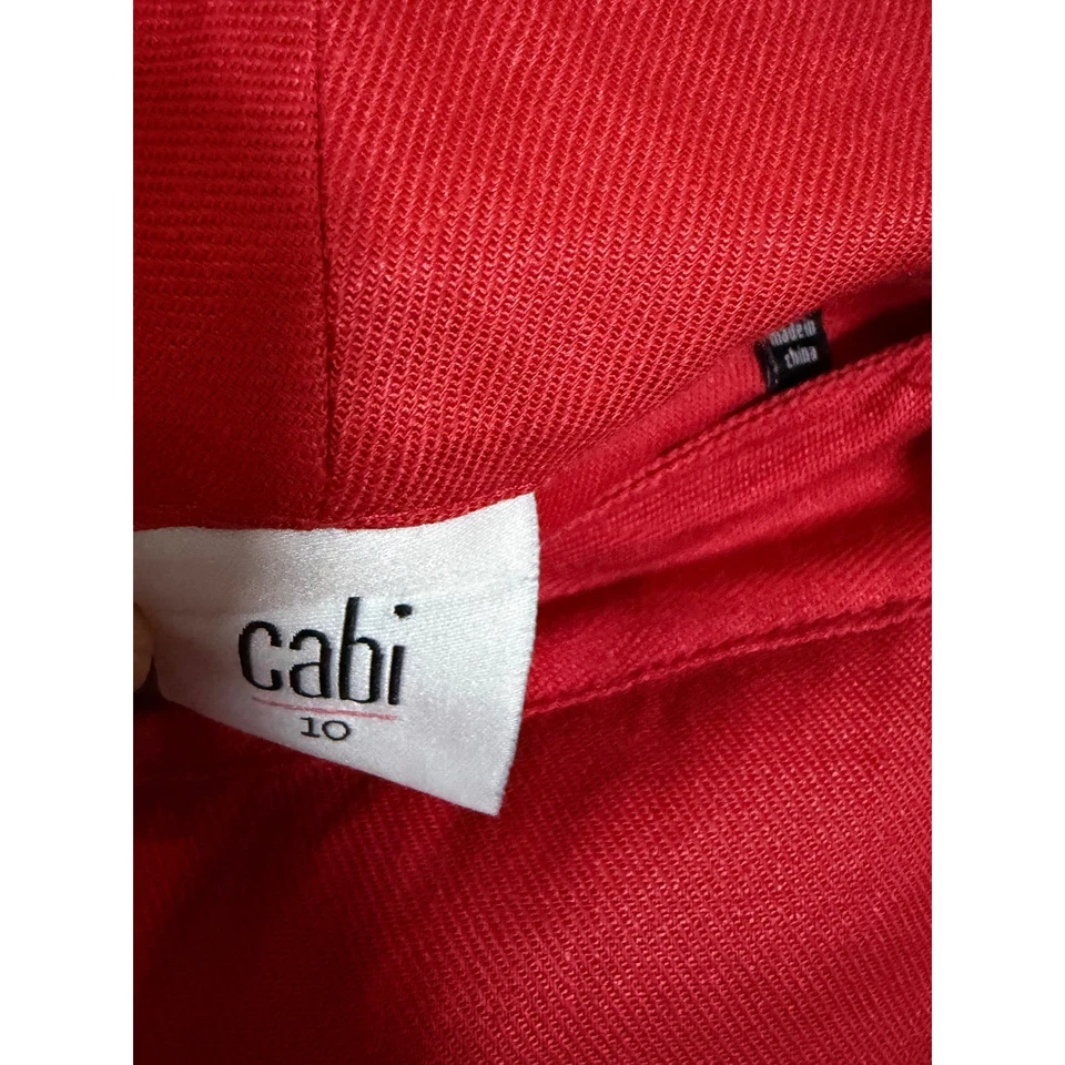Cabi Red Linen Blend Wide Leg Casual Pants Women Size 10 - Image 2 of 4