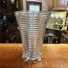 Vintage Anchor Hocking Manhattan Bubble Foot Glass Vase