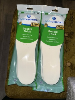 SOF Comfort Double Thick Insoles 2 Pair Value Pack  One size fits most lot of 2