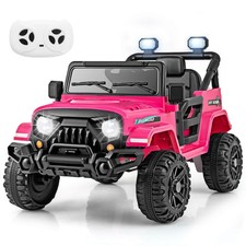 12V Kids Ride on Truck Car W/Remote Control, Threaded Wheels 3 Speeds LED Lights