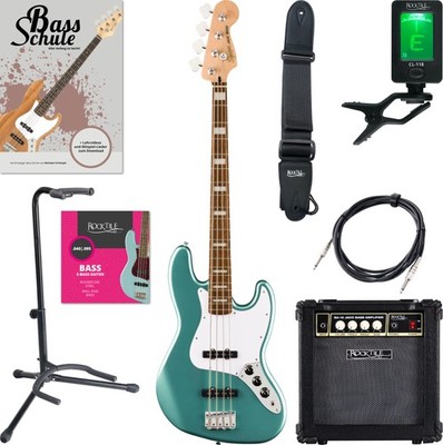 Squier Affinity Series Active Jazz Bass Mystic Sea Foam Green E-Bass Starter Set