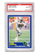 Cris Carter (Eagles) 1989 Score Football #72 RC Rookie Card - PSA 10 GEM MINT