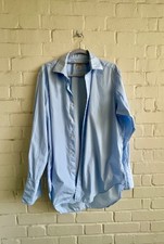 TM Lewin Light Blue Dress Shirt Smart Casual 100% Cotton Long Sleeve - Mens 16.5