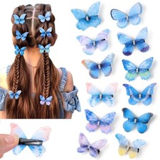 12 Pcs Butterfly Hair Clips for Girls Women - Cute Butterflies Hair Bow 12 Blue