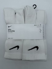 6 PAIR PACK MENS NIKE DRI-FIT EVERYDAY COTTON CUSHIONED CREW SOCK 12-15 WHITE