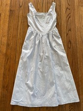 WAYF sleevless baby blue cotton fit and flare sleevless midi dress size Medium