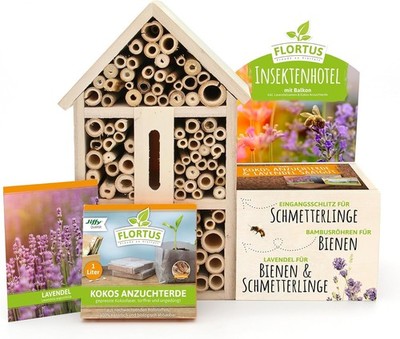 Insect Hotel Lavender for Bees & Butterflies Natural Insect Hotel Large for