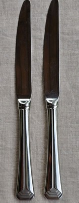 Christofle France Stainless OC Acier Pyramis Pattern Knife Set Of 2, 9 1/8''