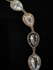 Vintage Glass Teardrop Necklace with Acrylic and Metal Golden and White Bangle — photo 5