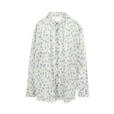HERMES Coups de Goua'H long sleeve Shirts Cotton Gray Multicolor Used mens