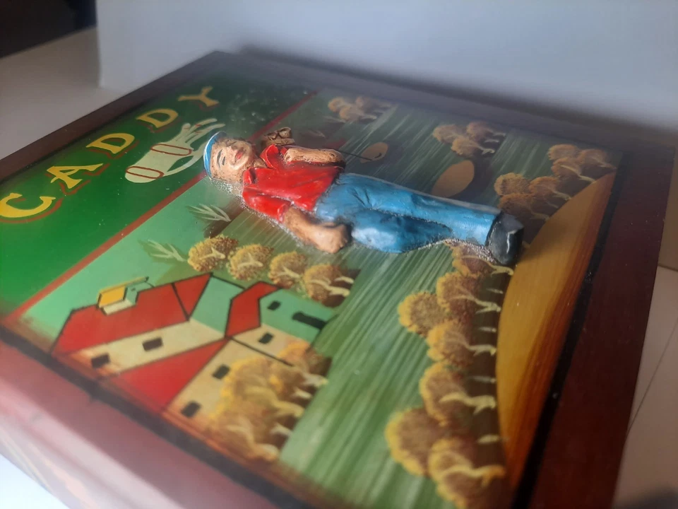 Caddy Golf Themed Timber Hand Painted Book Box 3D Character Wooden Gift Man Cave - Image 3 of 4