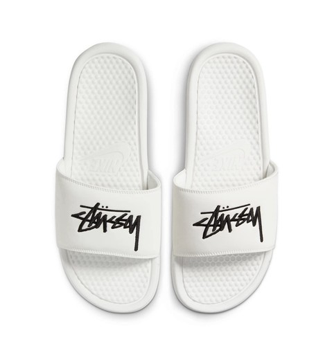 Men’s Nike Benassi X Stussy Sandals Slides Sail Cream Black DC5239-100 Size 8