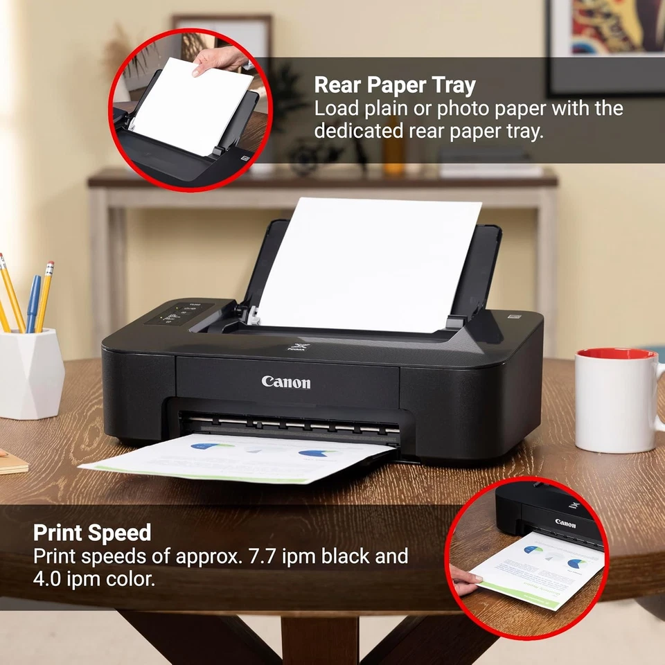 Impresora fotográfica de inyección de tinta Canon TS202, negra (se requiere USB, no incluida) Foto 3 de 4