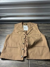 Wyoming Traders Vest Men's L Brown Bronco Canvas Cowboy Western Rancher Button