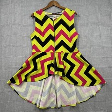 Blush Women's Plus Size 2X Dress Neon Chevron High-Low Sleeveless Made in USA